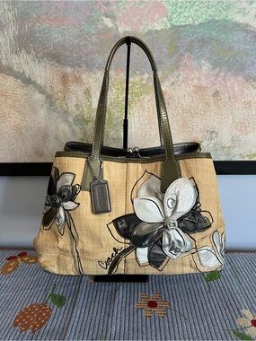 Coach 10th Anniversary 2008 Hampton Straw Kisslock Shoulder Bag Y2k REHAB Bag